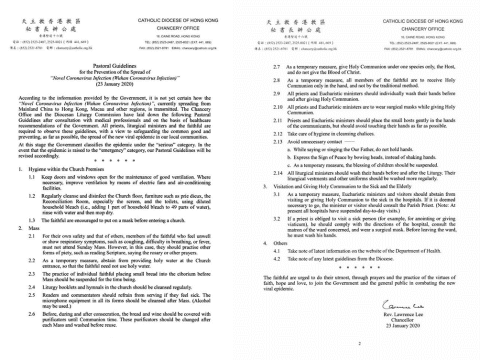 Revised Pastoral Guidelines in connection with the Spread of Novel Coronavirus Infection (Wuhan Coronavirus Infection) Revised Pastoral Guidelines in connection with the Spread of Novel Coronavirus Infection (Wuhan Coronavirus Infection)