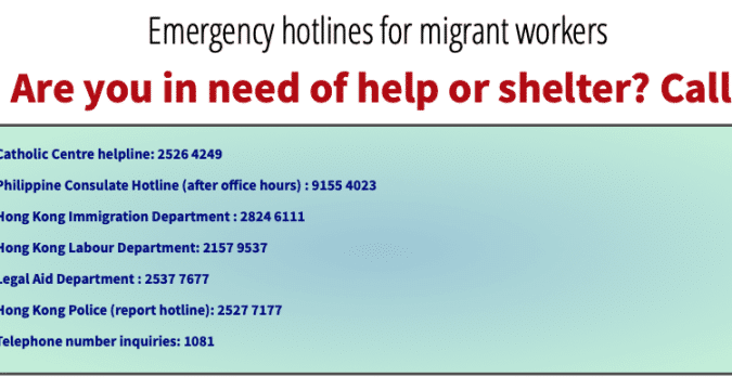 Emergency hotline for migrant workers